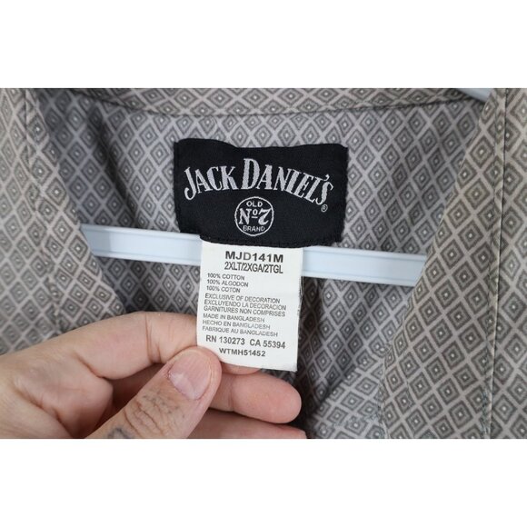 Jack Daniels x Wrangler Mens 2XLT Spell Out Diamond Western Cowboy Button Shirt - Picture 11 of 16